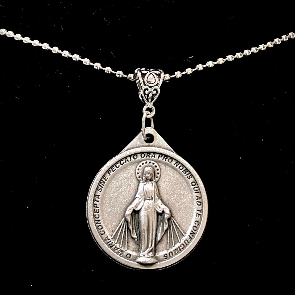 IMMACULATE CONCEPTION/MIRACULOUS MEDAL NECKLACE made in Italy - Picture 5 of 10